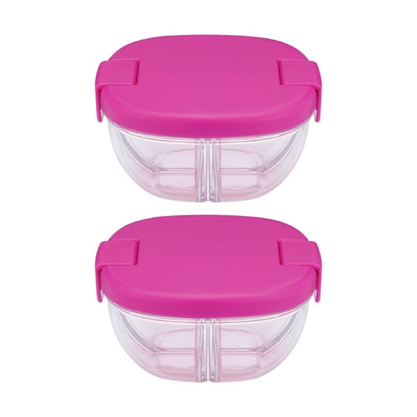 2PK Yumbox Kids 3 Compartment Snack Bowl Container Raspberry Pink 384ml