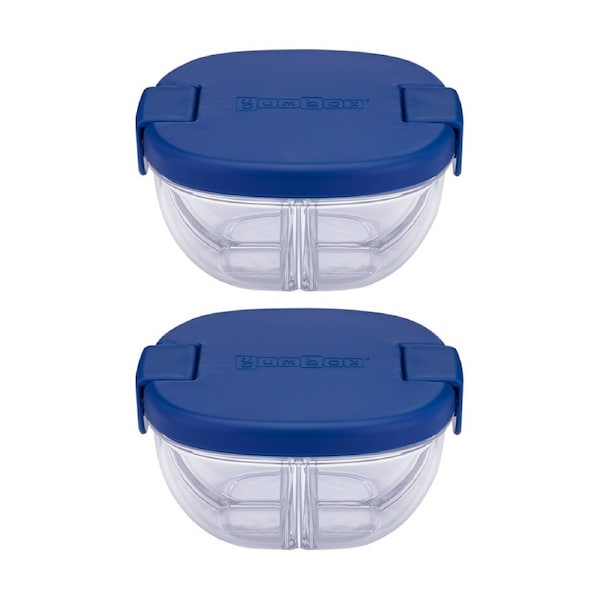 2PK Yumbox Kids 3 Compartment Leakproof Snack Bowl Container Navy Blue 384ml