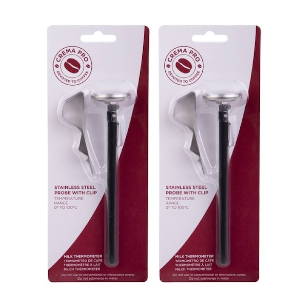 2PK Crema Pro Stainless Steel Milk Thermometer Celsius Fahrenheit Gauge