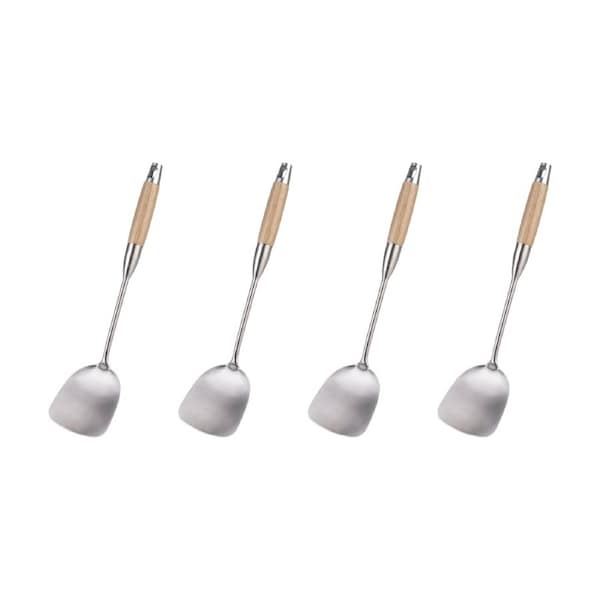4PK D.Line Stainless Steel Cooking Wok Spatula W/ Beechwood Handle