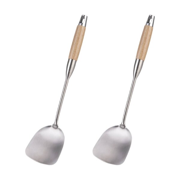 2PK D.Line Stainless Steel Cooking Wok Spatula W/ Beechwood Handle