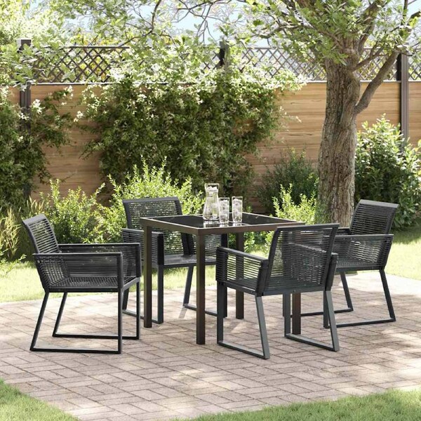 Garden Dining Set 5 pcs Black Powder-Coated Steel vidaXL