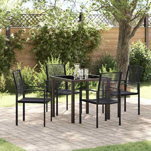 Garden Dining Set 5 pcs Black Powder-Coated Steel vidaXL