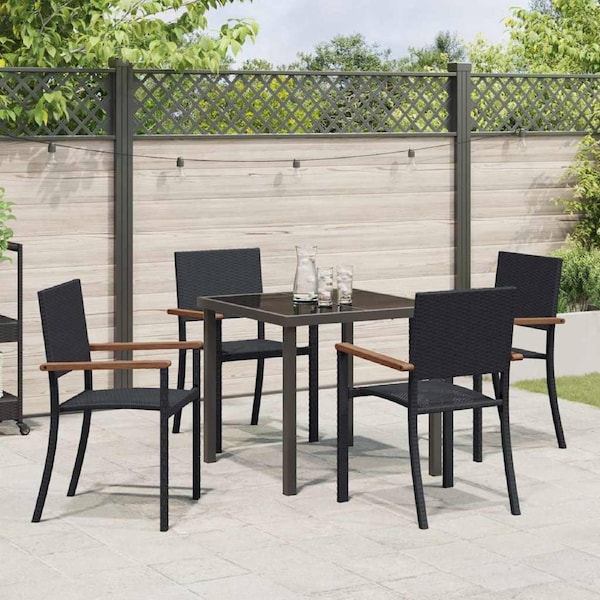 Garden Dining Set 5 pcs Black Powder-Coated Steel vidaXL