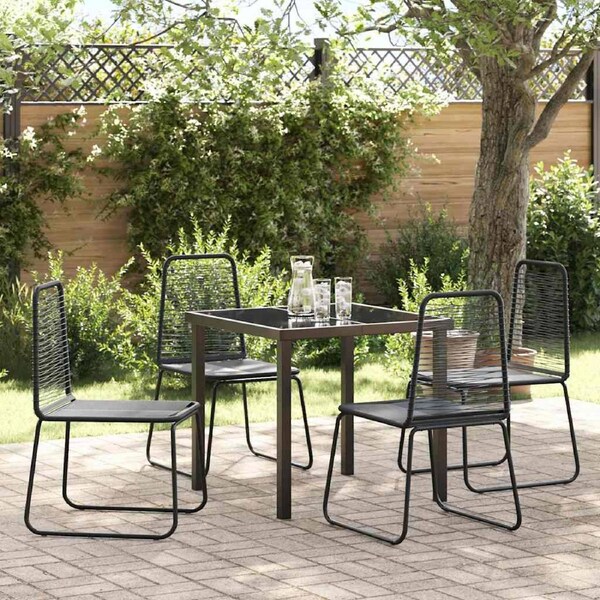 Garden Dining Set 5 pcs Black Powder-Coated Steel vidaXL