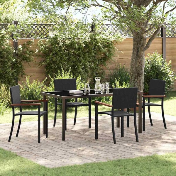 Garden Dining Set 5 pcs Black Powder-Coated Steel vidaXL
