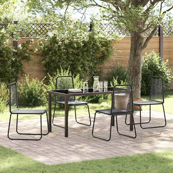 Garden Dining Set 5 pcs Black Powder-Coated Steel vidaXL