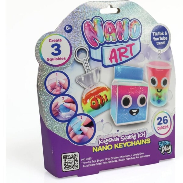 Born To Play Nano Art Keychain Kit Assorted Craft Set 6y+