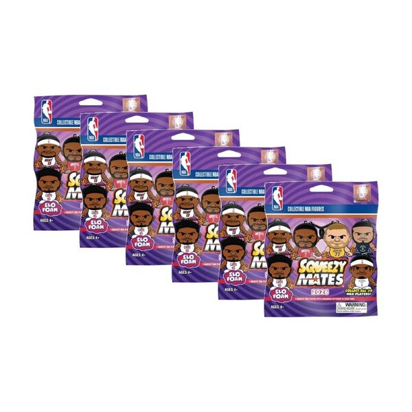 6PK Party Animal SqueezyMates 2026 NBA Blind Pack Assorted 2.5"