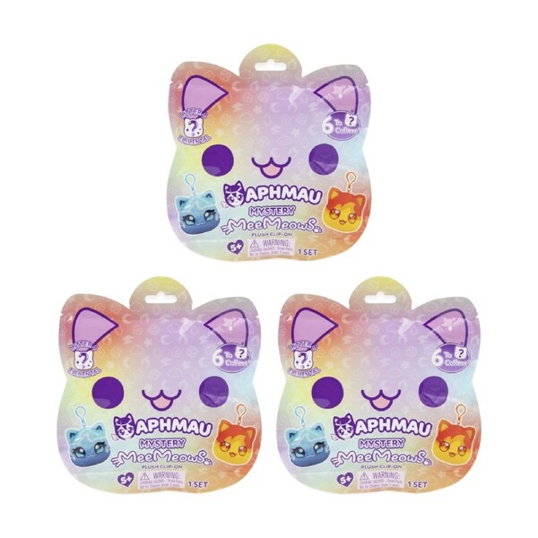 3PK Bonkers Aphmau Catface Plush Clip-Ons Series 4 Collection Set Assorted