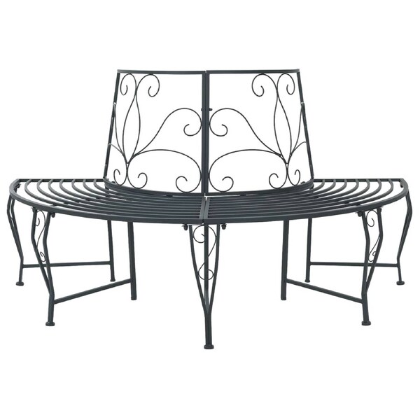 Tree Bench 4-Seater 160 x 80 x 89 cm Steel Silver Grey vidaXL