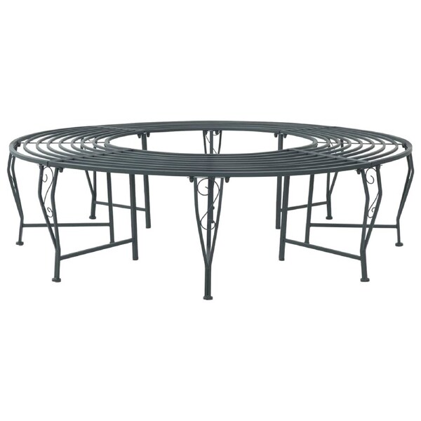 Tree Bench 8-Seater ? 160 x 44 cm Steel Silver Grey Round vidaXL