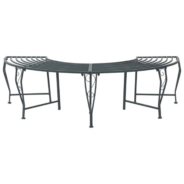 Tree Bench 4-Seater 160 x 80 x 44 cm Steel Silver Grey vidaXL