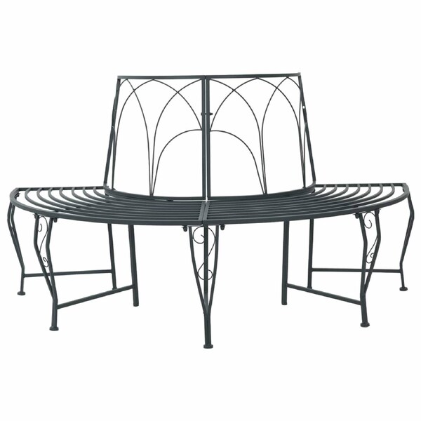 Tree Bench 4-Seater 160 x 80 x 89 cm Steel Silver Grey vidaXL