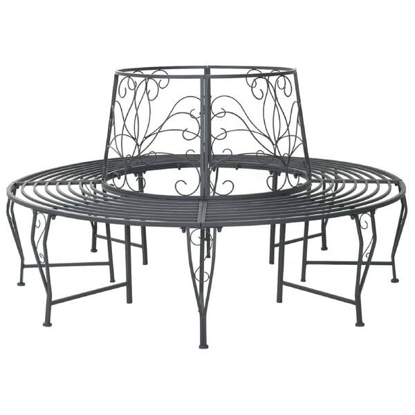 Tree Bench 8-Seater ? 160 x 89 cm Steel Silver Grey Round vidaXL