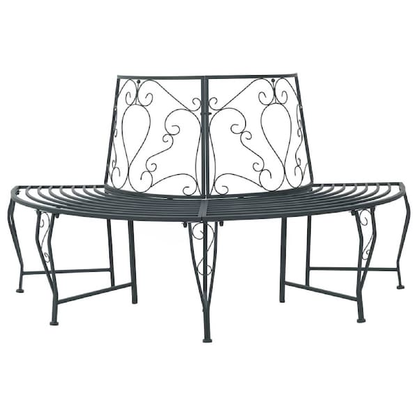 Tree Bench 4-Seater 160 x 80 x 89 cm Steel Silver Grey vidaXL
