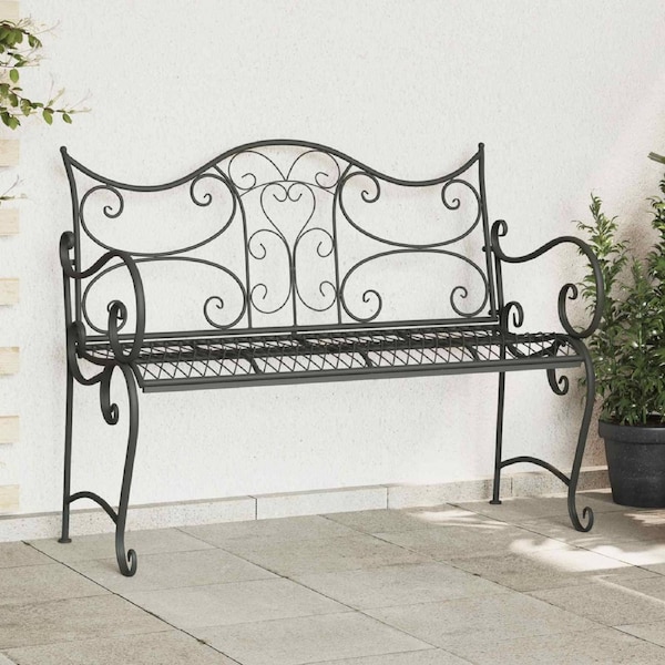 Garden Bench 2-Seater 114 x 56.5 x 90 cm Steel Silver Grey vidaXL