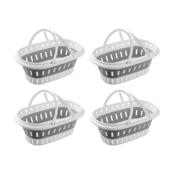 4x Boxsweden Collapsible Laundry Carry Clothes Basket 58x38x23cm Space Saving