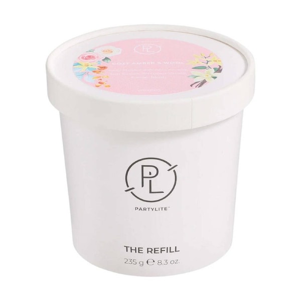 Partylite Refillable Scented Candle Refill Wax Cozy Amber & Wool White 235g