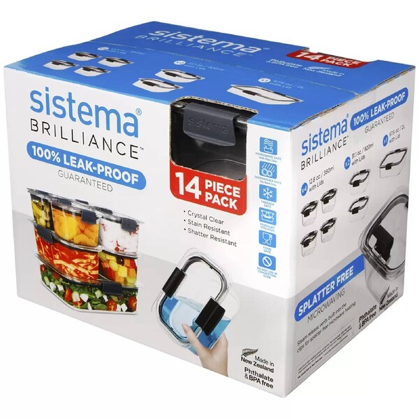 Sistema Brilliance 14 Piece Pack Food Storage Container BPA-Free Made in NZ