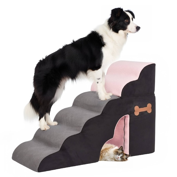 Advwin 6-Step Dog Stairs High Density Foam Pet Ramp Steps