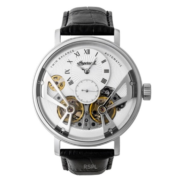Ingersoll Tenessee Leather Strap Silver Skeleton Dial Automatic I13105 Men's Watch