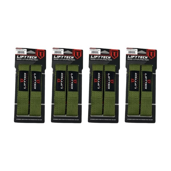 4x 2pc Lift-Tech Neo-Tech Padded Cotton Wrist Support Lifting Straps Army 21.5in