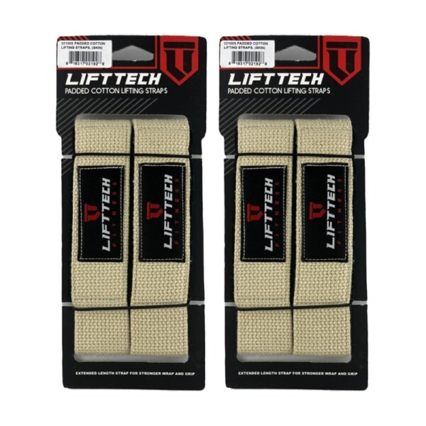 2x 2pc Lift-Tech Neo-Tech Padded Cotton Wrist Support Lifting Straps Skin 21.5in