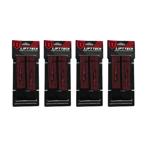4x 2pc Lift-Tech Neo-Tech Padded Cotton Wrist Support Lifting Straps Dot 21.5in