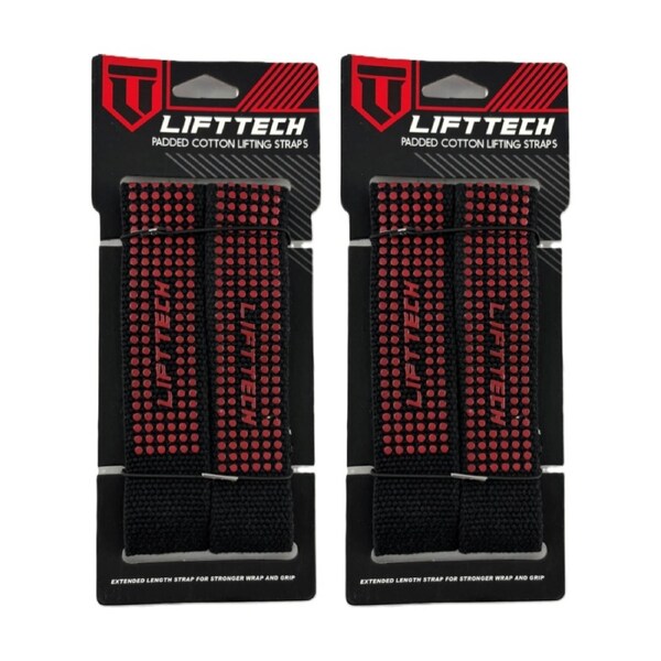 2x 2pc Lift-Tech Neo-Tech Padded Cotton Wrist Support Lifting Straps Dot 21.5in