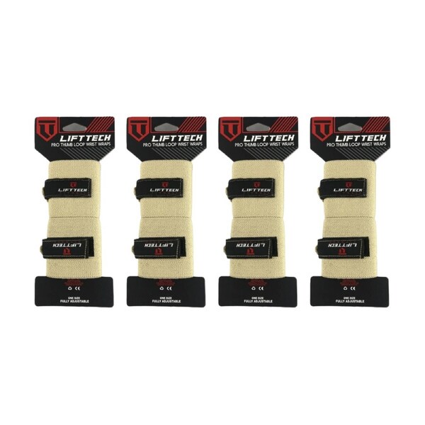 4x 2pc Lift-Tech Pro Thumb Loop Wrist Support Adjustable Wrap Skin 20in