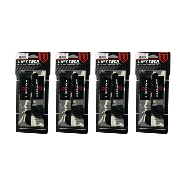 4x 2pc Lift-Tech Neo-Tech Padded Cotton Wrist Support Lifting Straps Camo 21.5in