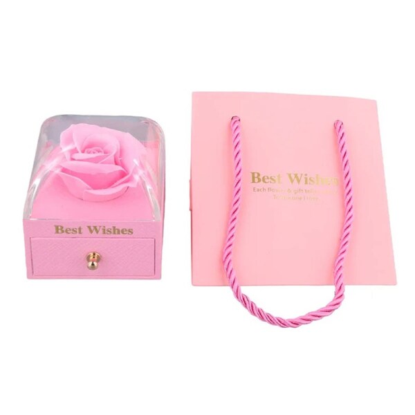 Valentine'S Gift Pink Flower Jewelry Box