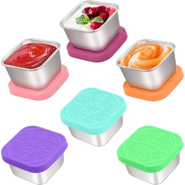 Salad Dressing Container to Go,Handy Leakproof Stainless Steel Meal Prep Containers Reusable,Sauce Containers for Lunch Box,Picnics,and Kitchen Storage