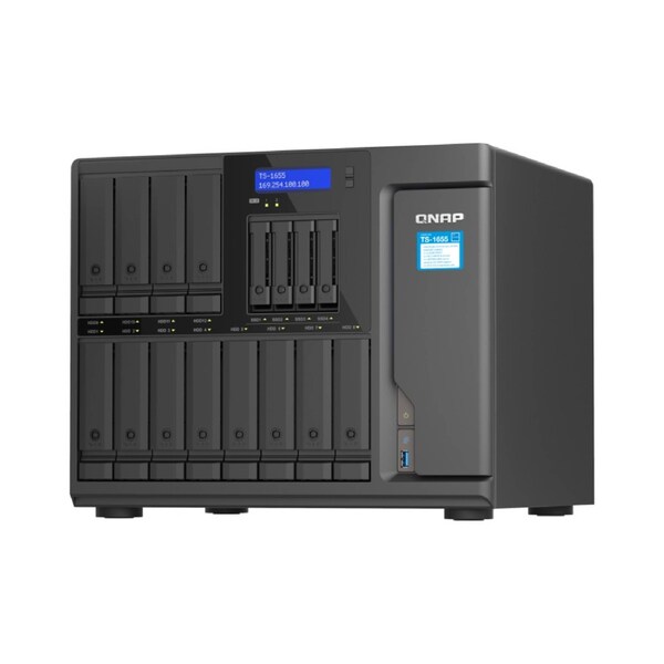QNAP 16 BAY NAS 3.5"(0/12) 2.5"(0/4) ATOM 8C-2.8GHz 8GB 2.5GbE(2) M.2(2) TWR 3YR WTY