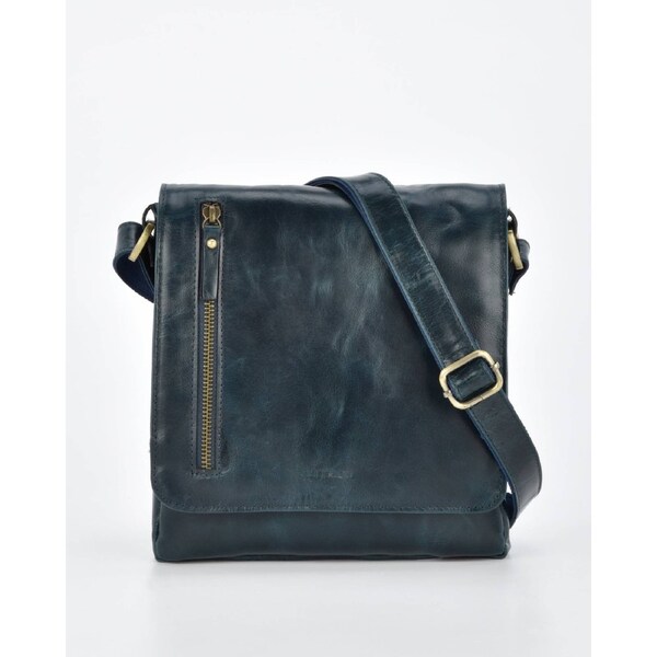 COBB & CO Richmond JR. RFID Leather Satchel - Navy