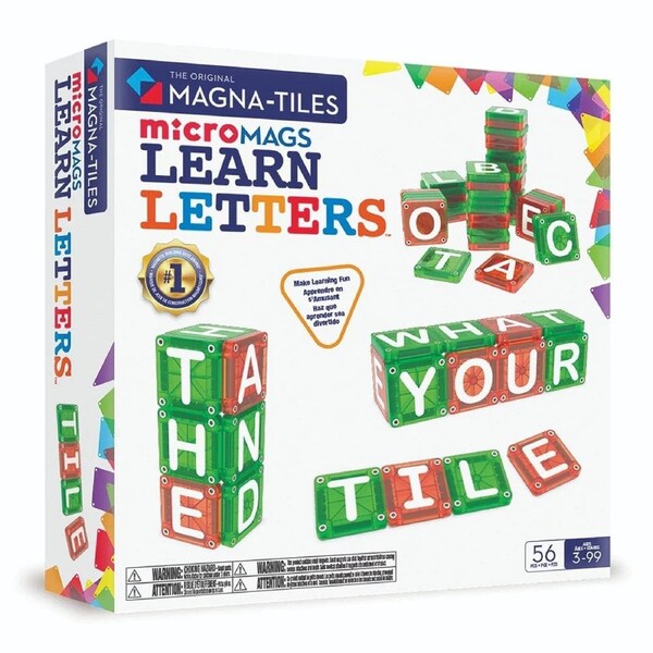 MAGNA-TILES MicroMAGS Learn Letters 56 Piece Magnetic Construction Set
