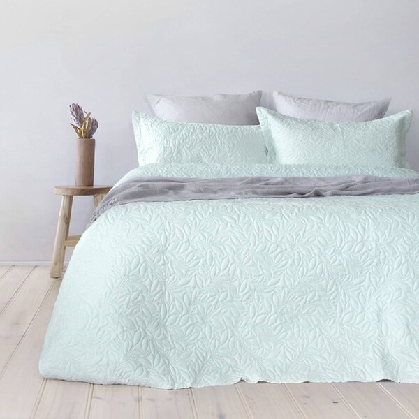 Bambury Queen/King Bed Botanica Coverlet Set Glacier Embossed Home