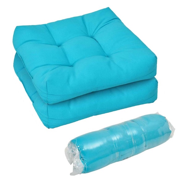 Costway 2pcs Lounge Chair Cushion Soft Square Seat Pad Indoor/Outdoor 53x53cm Turquoise