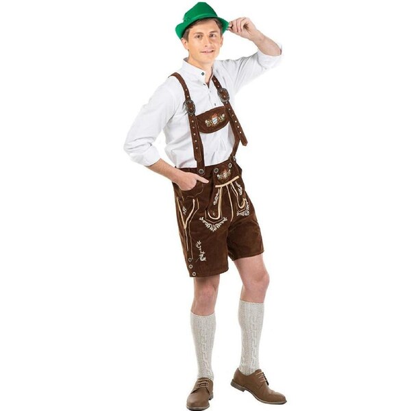 Oskar Deluxe Brown Lederhosen Plus Size Mens Costume 2X