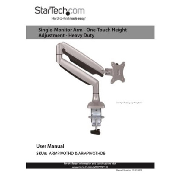 STARTECH SINGLE MONITOR DESK MOUNT <43" <9KG FULL MOTION H/DUTY H/ADJ VESA BLACK 5Y