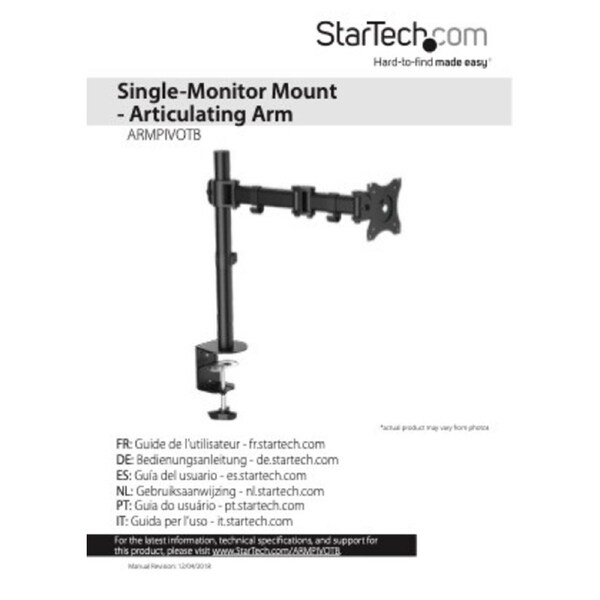 STARTECH SINGLE MONITOR DESK MOUNT <49" <14KG FULL MOTION H/ADJ VESA SILVER 10YR