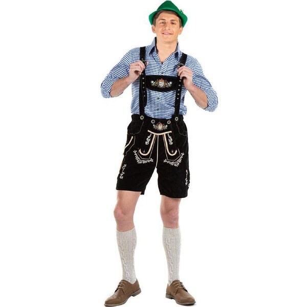 Oskar Deluxe Black Lederhosen Plus Size Mens Costume 4X