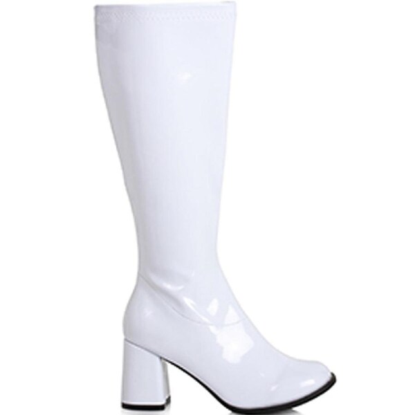 White Patent Wide Fit Go Go Womens Boots 6