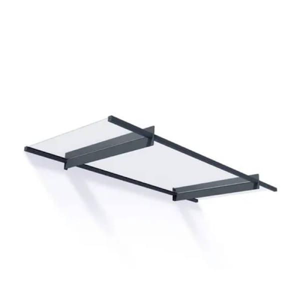 Nancy Door Awning 2.1m x 0.9m - Grey Frame With Clear Panel