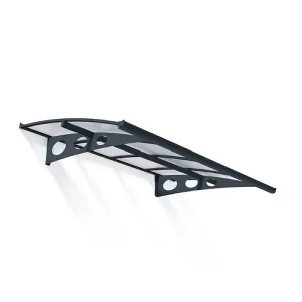 Herald Door Awning 2.2m x 1.4m - Grey Frame With Clear Panel