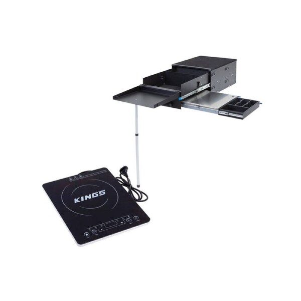 Kings 700mm Kitchen Drawer with Slide Out Table + Portable Induction Cooktop