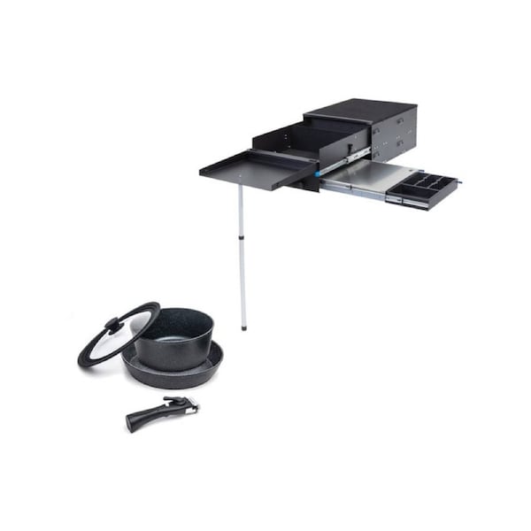Kings 700mm Kitchen Drawer Slide Out Table Cutlery Drawer+ Aluminium Cooking Set