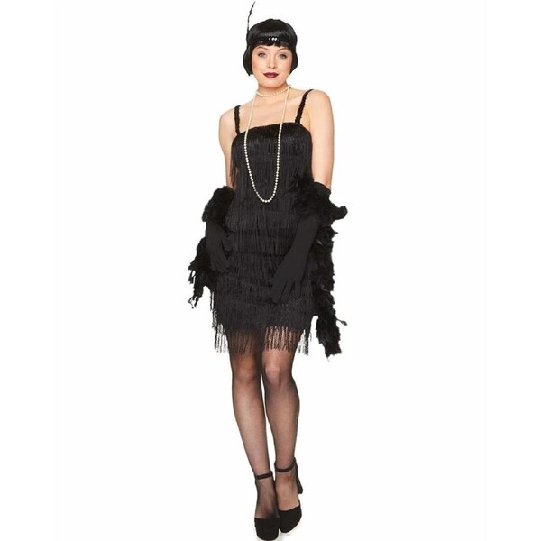 20s Black Flapper Dress Womens Costume Extra Large