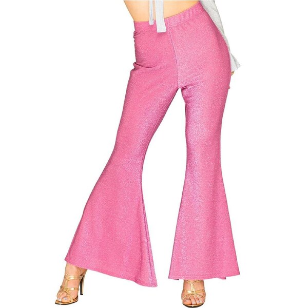 70s Pink Sparkle Disco Fever Womens Flares Medium